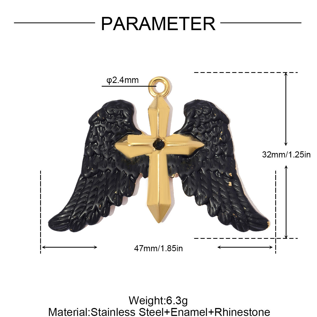 6pcs/pack Large Stainless Steel Enamel Star Angel Cross DIY Charms Heart Leaf Necklace Pendants Women Wing Jewelry Wholesale
