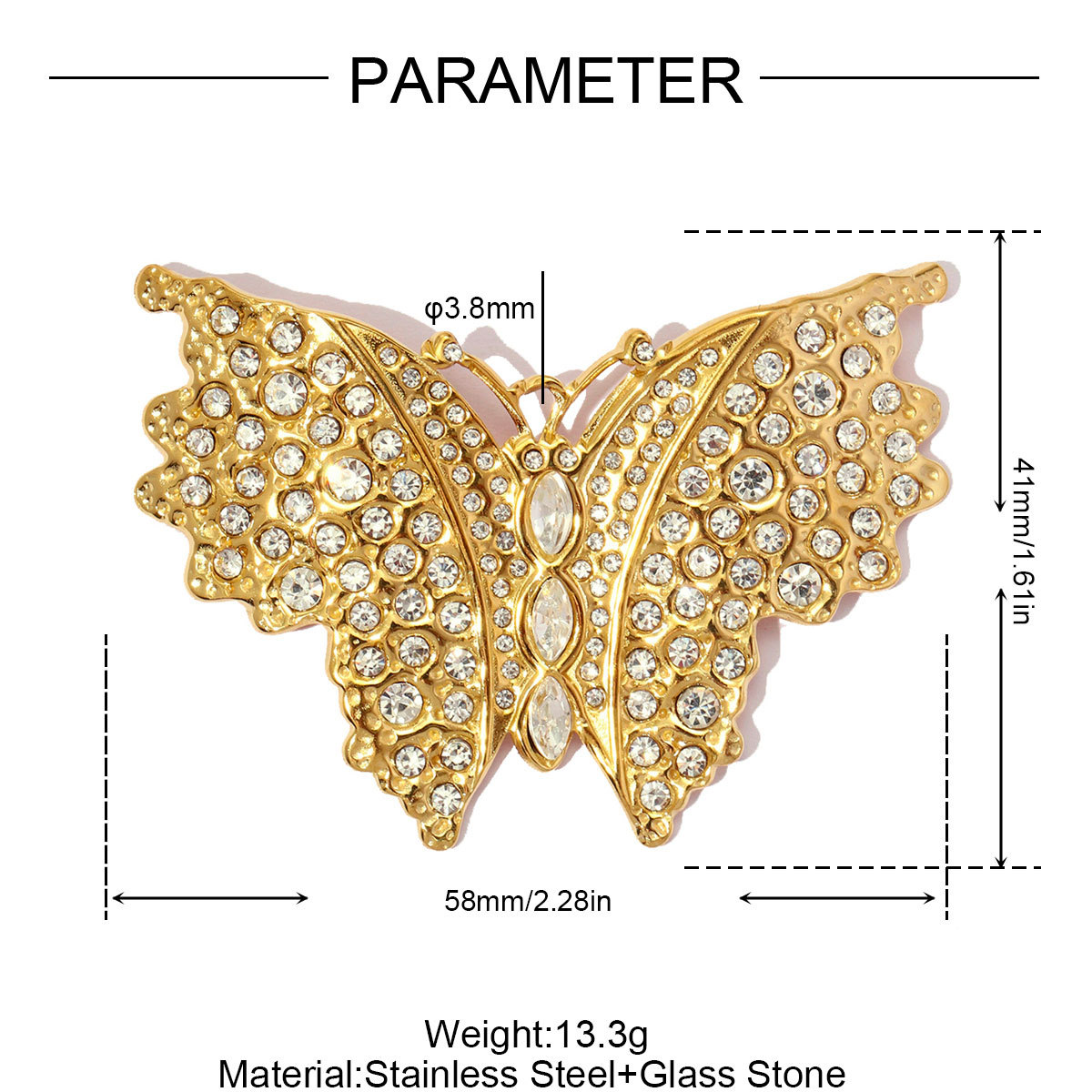 6pcs/pack Large Stainless Steel Rhinestone Feather Leaf DIY Charms Enamel Butterfly Necklace Pendants Women Jewelry Wholesale