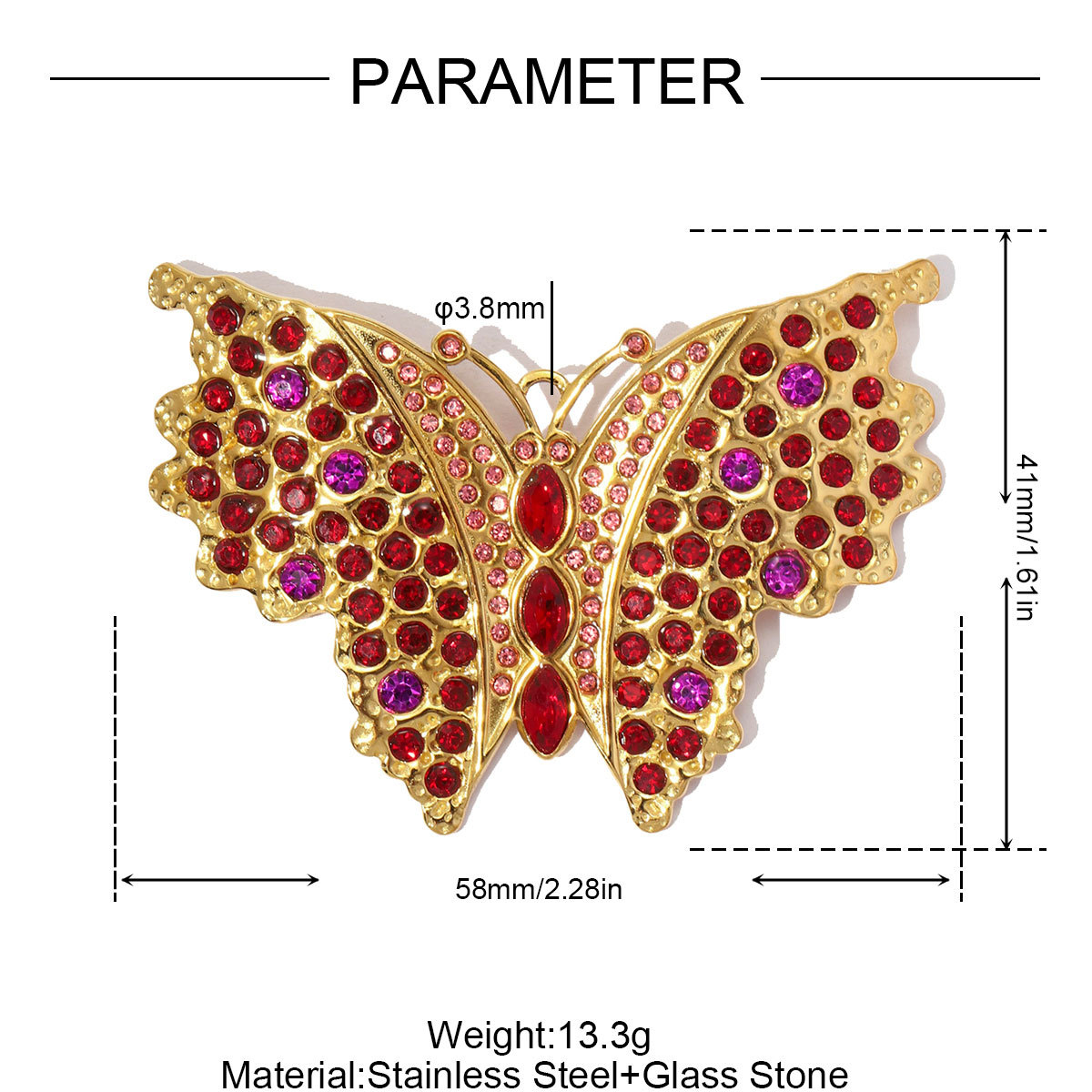 6pcs/pack Large Stainless Steel Rhinestone Feather Leaf DIY Charms Enamel Butterfly Necklace Pendants Women Jewelry Wholesale