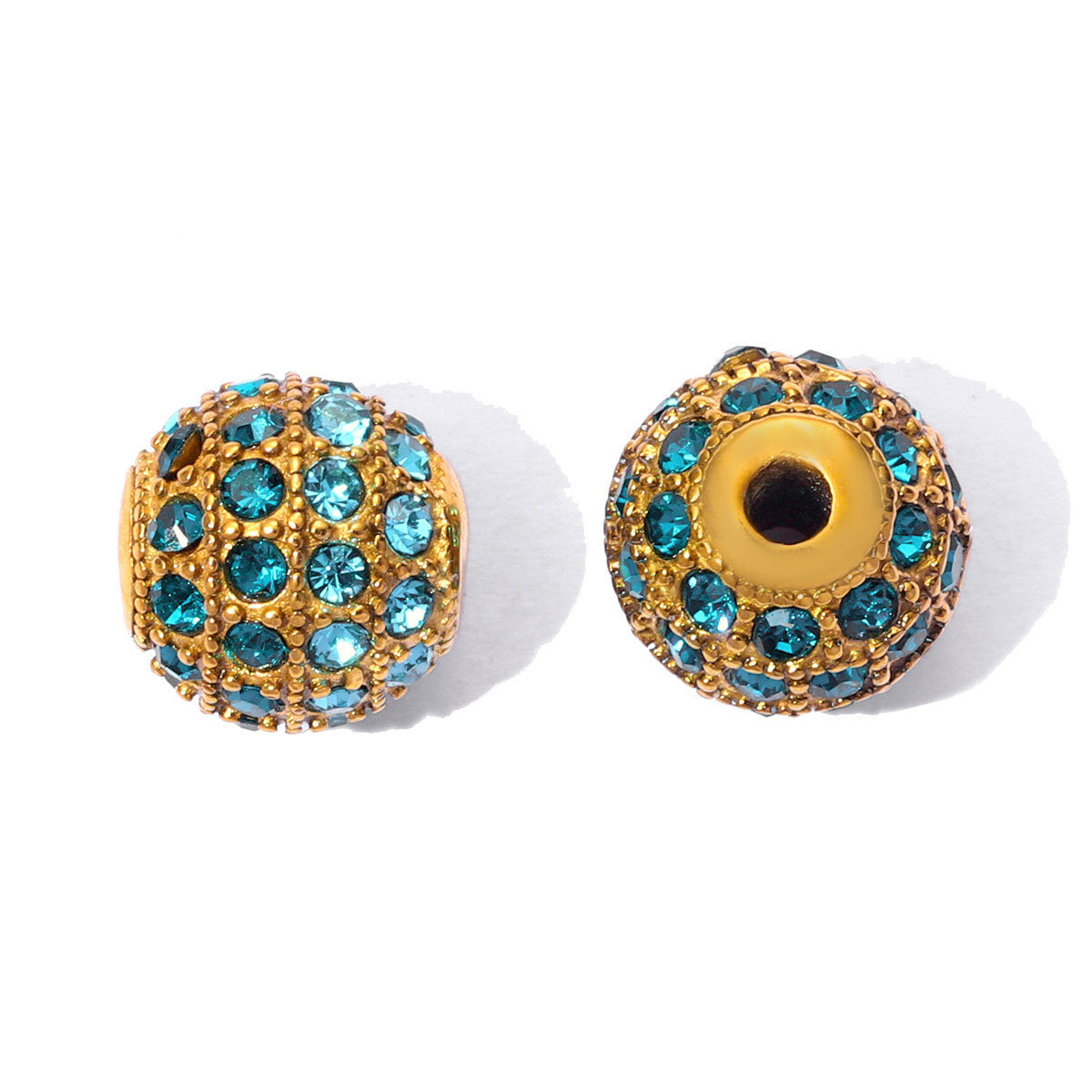 6pcs/pack 18K Real Gold CZ DIY Basic Spacer Beads Stainless Steel Micro Pave Zircon Charms for Woman Jewelry Bracelet Wholesale