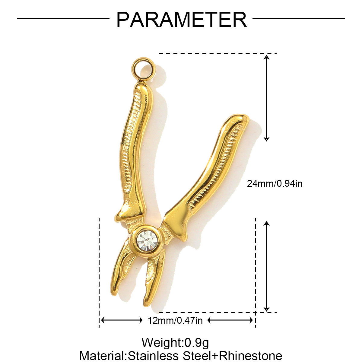6pcs/pack Stainless Steel Rhinestone Dial Moon Heart Pendants Pliers Earphones DIY Bracelet Charms Women House Airplane Jewelry