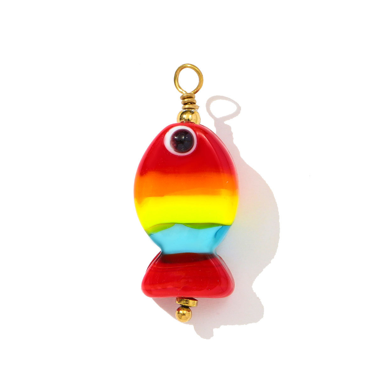 6pcs/pack Dopamine Stainless Steel Lampwork Glass Fish Strawberry Necklace Pendant Donut DIY Charms Women Love Heart Jewelry