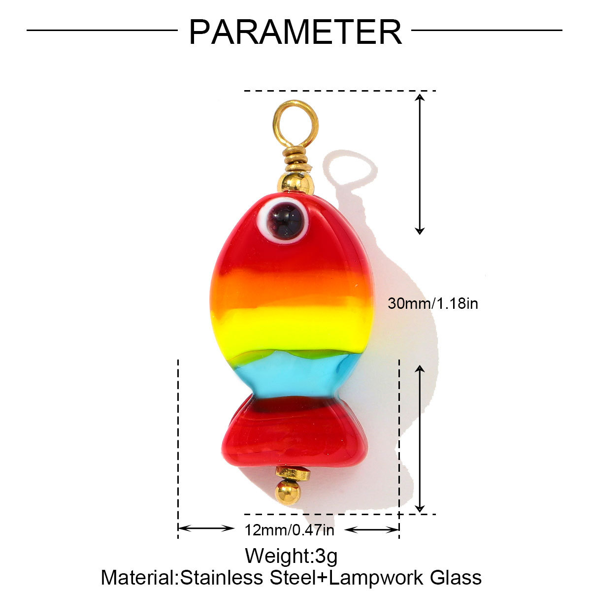 6pcs/pack Dopamine Stainless Steel Lampwork Glass Fish Strawberry Necklace Pendant Donut DIY Charms Women Love Heart Jewelry