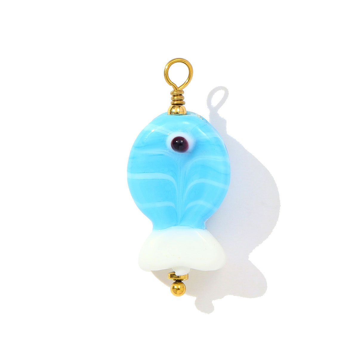 6pcs/pack Dopamine Stainless Steel Lampwork Glass Fish Strawberry Necklace Pendant Donut DIY Charms Women Love Heart Jewelry