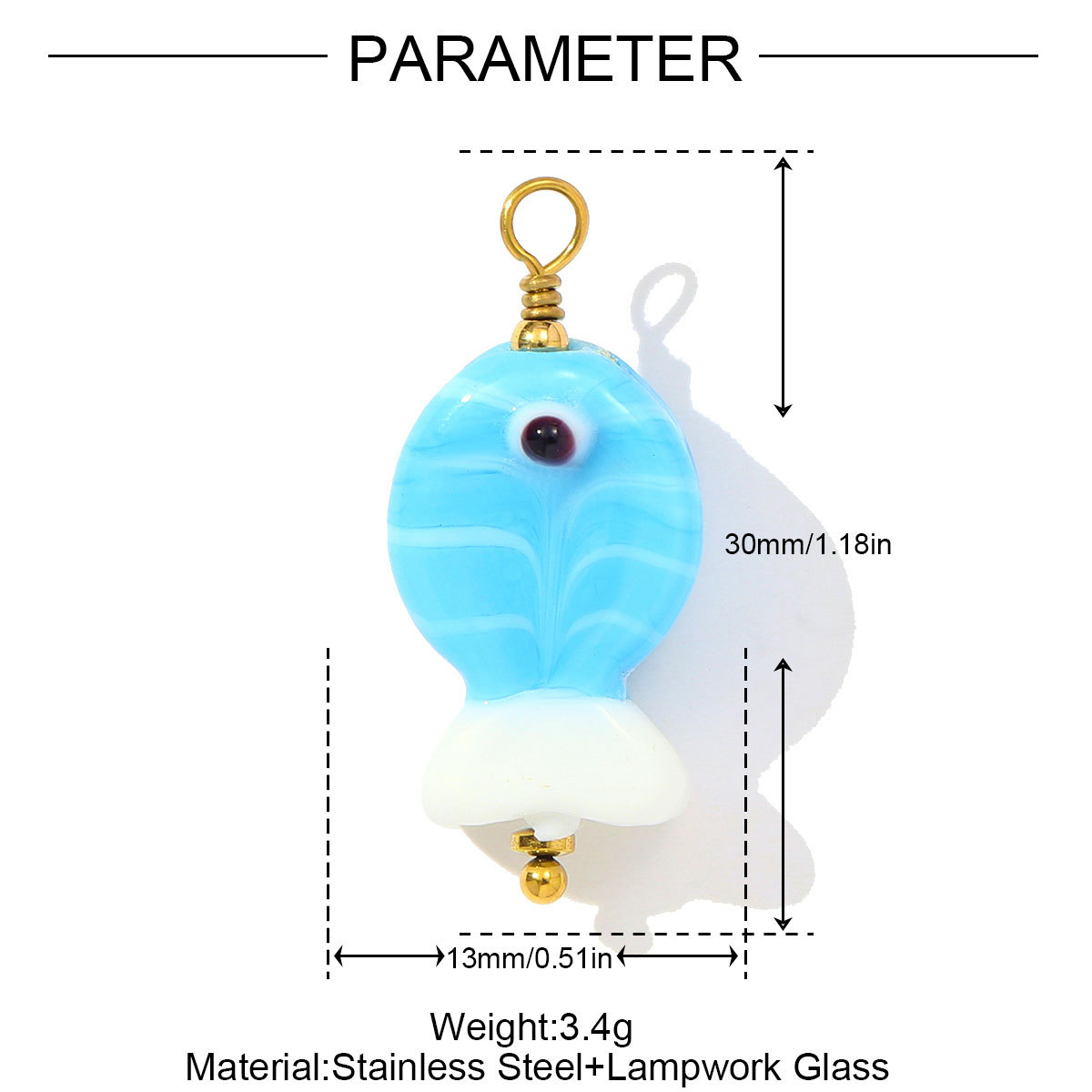 6pcs/pack Dopamine Stainless Steel Lampwork Glass Fish Strawberry Necklace Pendant Donut DIY Charms Women Love Heart Jewelry