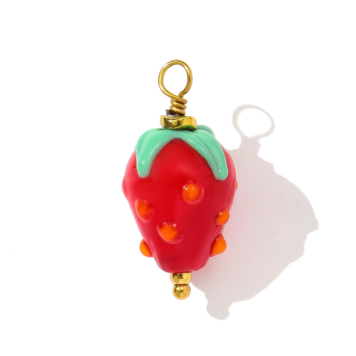 6pcs/pack Dopamine Stainless Steel Lampwork Glass Fish Strawberry Necklace Pendant Donut DIY Charms Women Love Heart Jewelry
