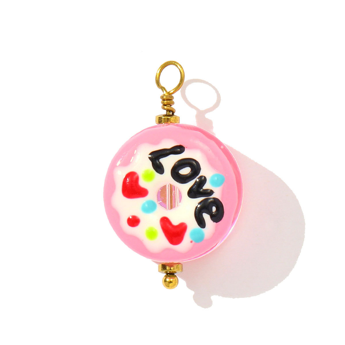 6pcs/pack Dopamine Stainless Steel Lampwork Glass Fish Strawberry Necklace Pendant Donut DIY Charms Women Love Heart Jewelry