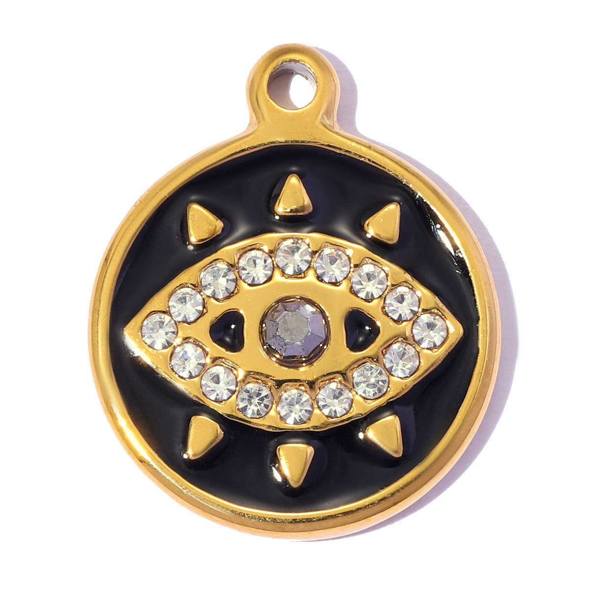 6pcs/pack Fashion Stainless Steel Enamel Evil Eye DIY Bracelet Charms Rhinestone Cross Necklace Pendants Women Jewelry Wholesale