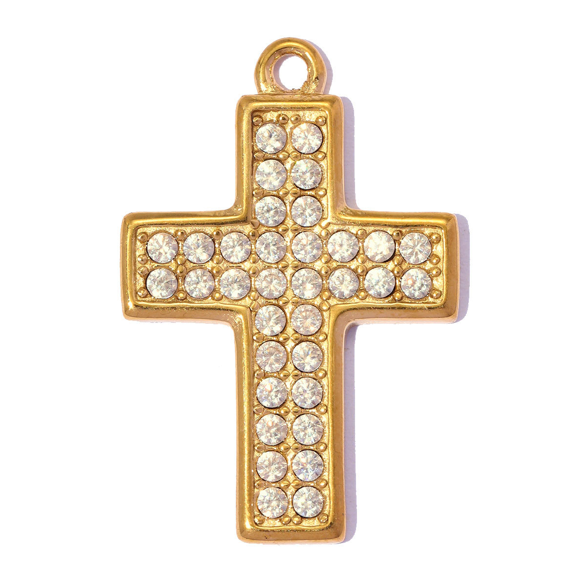 6pcs/pack Fashion Stainless Steel Enamel Evil Eye DIY Bracelet Charms Rhinestone Cross Necklace Pendants Women Jewelry Wholesale