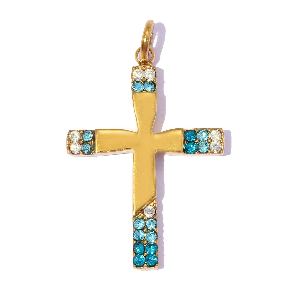 6pcs/pack Fashion Stainless Steel Enamel Evil Eye DIY Bracelet Charms Rhinestone Cross Necklace Pendants Women Jewelry Wholesale