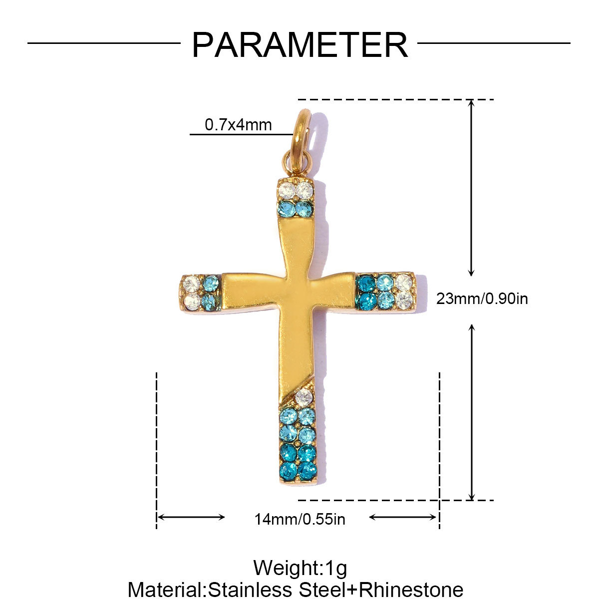6pcs/pack Fashion Stainless Steel Enamel Evil Eye DIY Bracelet Charms Rhinestone Cross Necklace Pendants Women Jewelry Wholesale