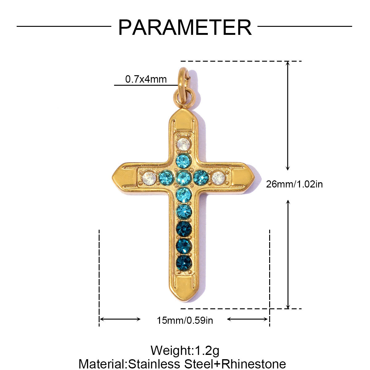 6pcs/pack Fashion Stainless Steel Enamel Evil Eye DIY Bracelet Charms Rhinestone Cross Necklace Pendants Women Jewelry Wholesale