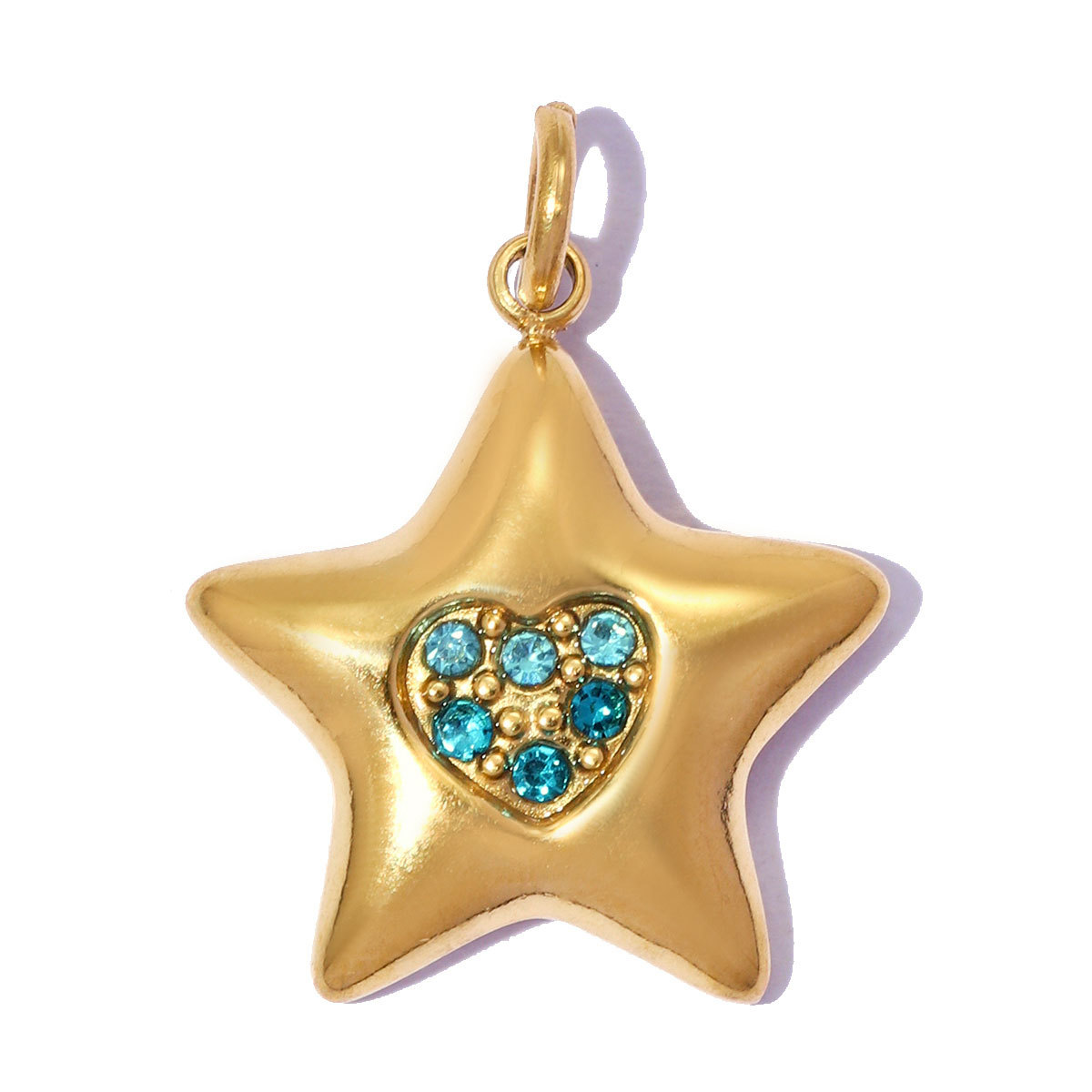 6pcs/pack Stainless Steel Rhinestone Star DIY Bracelet Charms Hollow Love Heart  Necklace Pendants Women Earring Jewelry Wholesale
