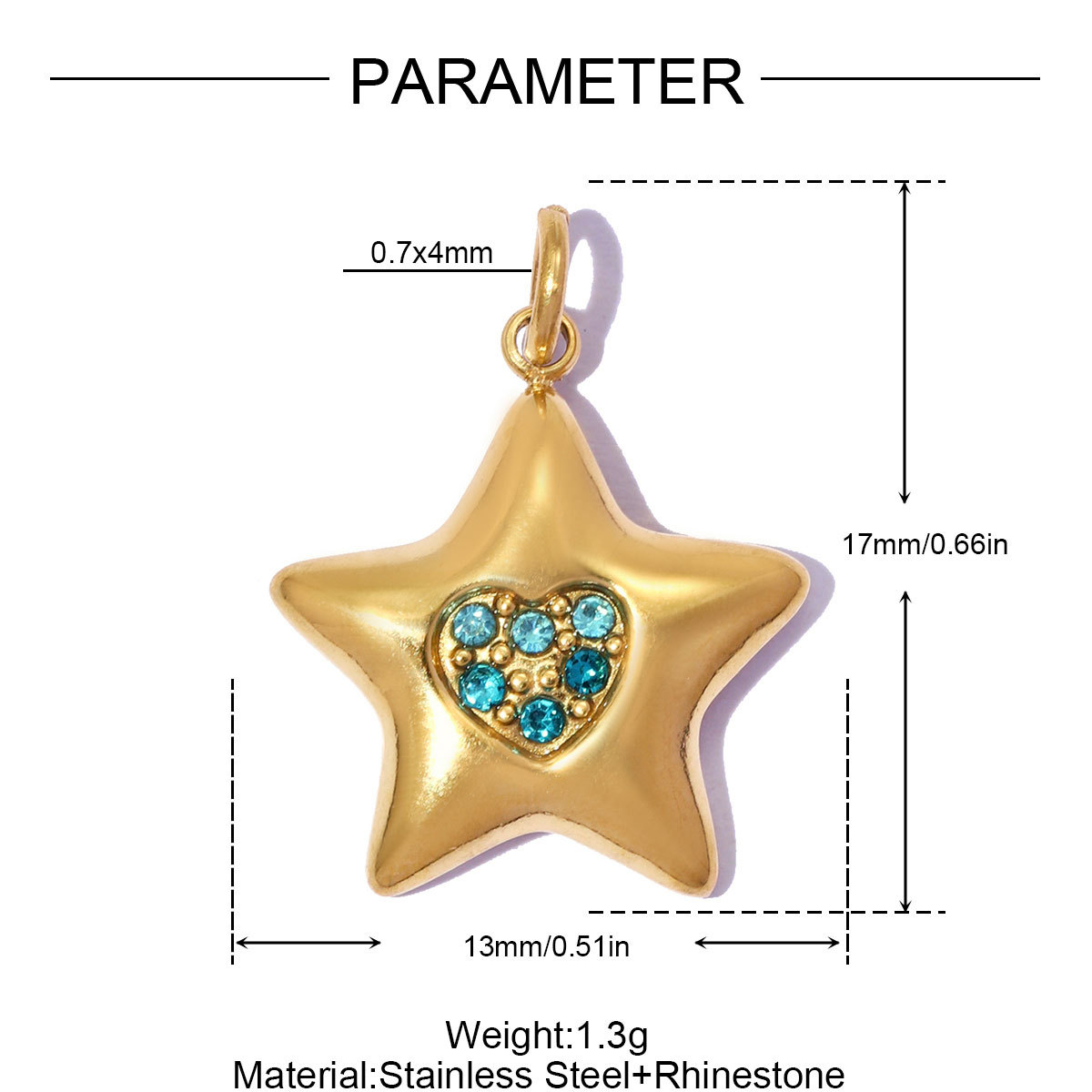 6pcs/pack Stainless Steel Rhinestone Star DIY Bracelet Charms Hollow Love Heart  Necklace Pendants Women Earring Jewelry Wholesale