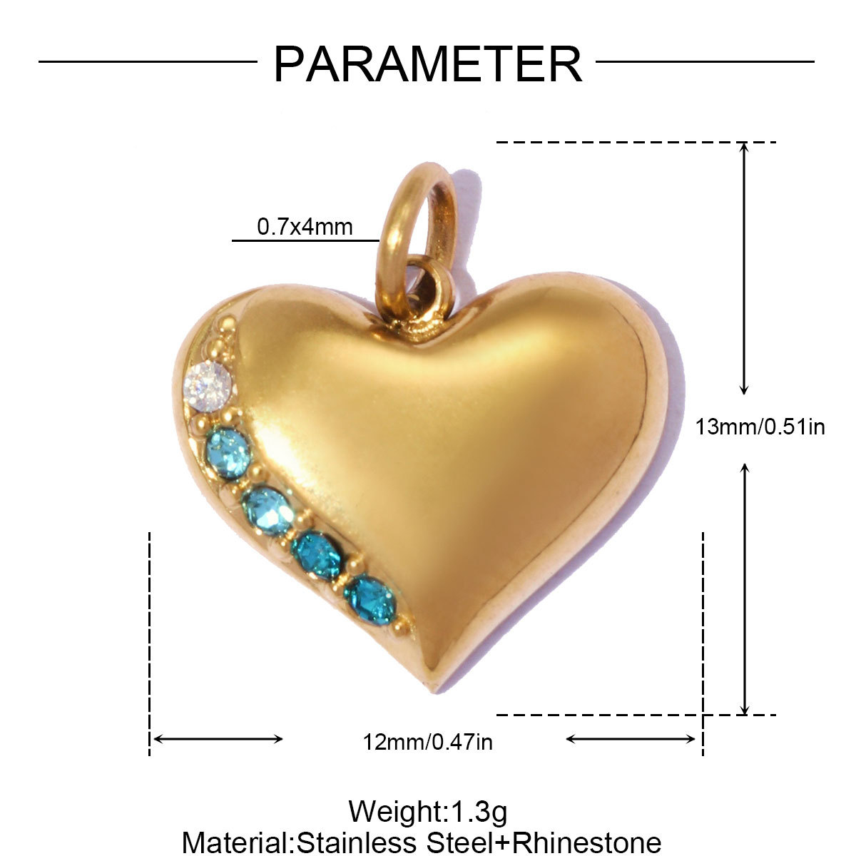 6pcs/pack Stainless Steel Rhinestone Star DIY Bracelet Charms Hollow Love Heart  Necklace Pendants Women Earring Jewelry Wholesale