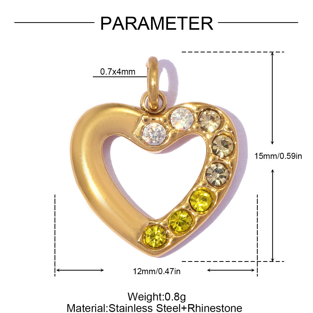 6pcs/pack Stainless Steel Rhinestone Star DIY Bracelet Charms Hollow Love Heart  Necklace Pendants Women Earring Jewelry Wholesale