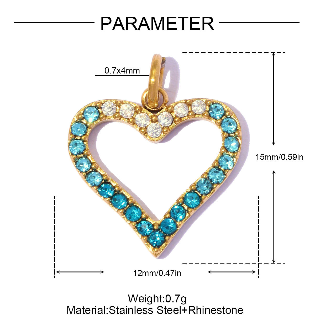 6pcs/pack Stainless Steel Rhinestone Star DIY Bracelet Charms Hollow Love Heart  Necklace Pendants Women Earring Jewelry Wholesale