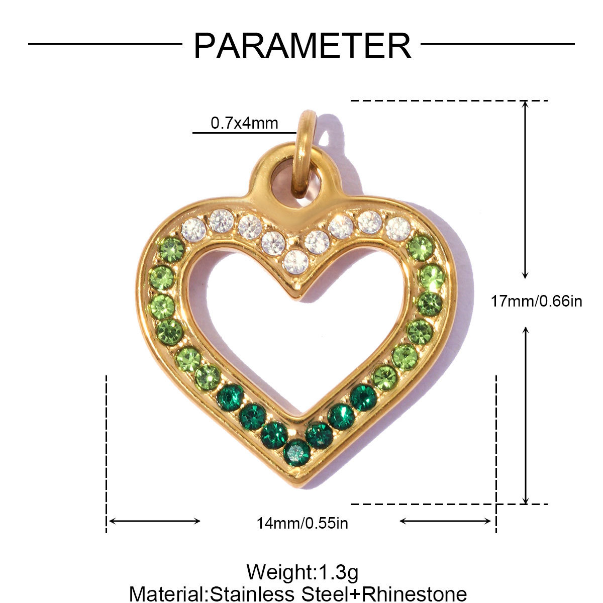 6pcs/pack Stainless Steel Rhinestone Star DIY Bracelet Charms Hollow Love Heart  Necklace Pendants Women Earring Jewelry Wholesale
