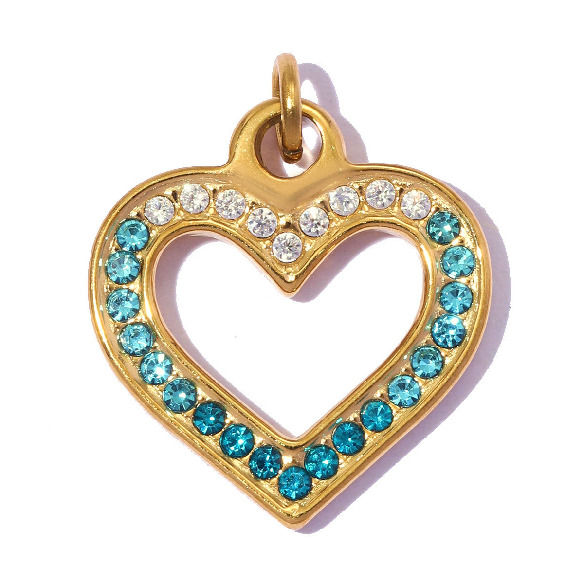 6pcs/pack Stainless Steel Rhinestone Star DIY Bracelet Charms Hollow Love Heart  Necklace Pendants Women Earring Jewelry Wholesale