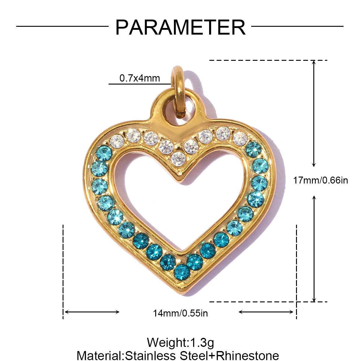 6pcs/pack Stainless Steel Rhinestone Star DIY Bracelet Charms Hollow Love Heart  Necklace Pendants Women Earring Jewelry Wholesale