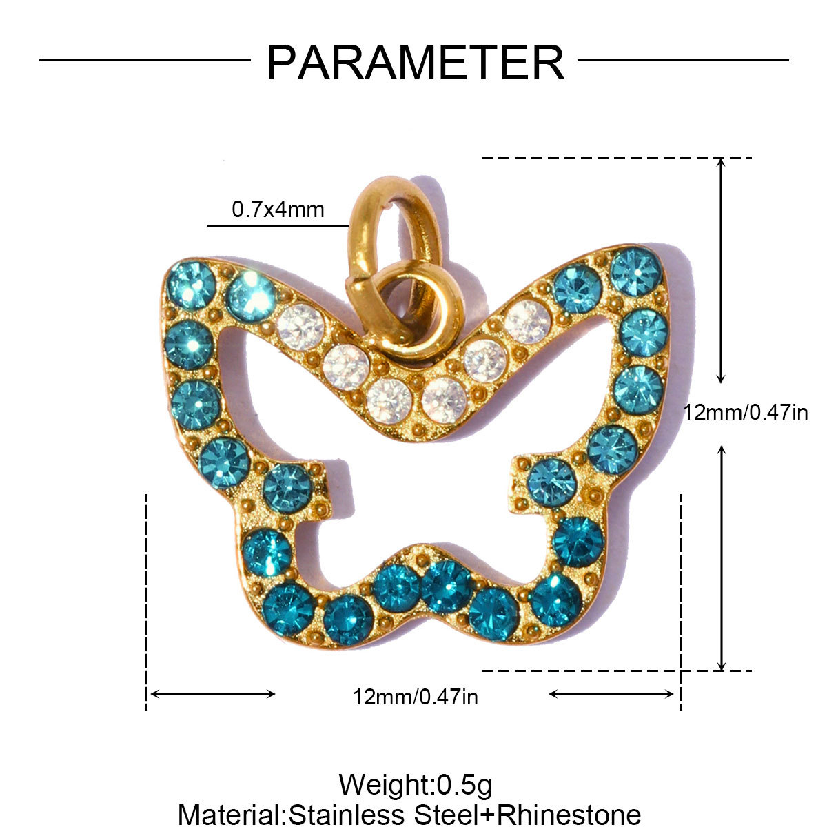 6pcs/pack Stainless Steel Rhinestone Butterfly Life Tree DIY Bracelet Charms Heart Necklace Pendants Women Star Moon Jewelry Wholesale