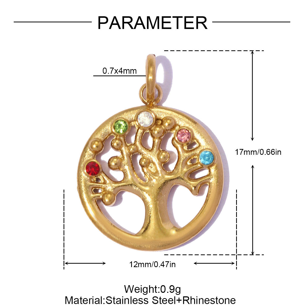 6pcs/pack Stainless Steel Rhinestone Butterfly Life Tree DIY Bracelet Charms Heart Necklace Pendants Women Star Moon Jewelry Wholesale