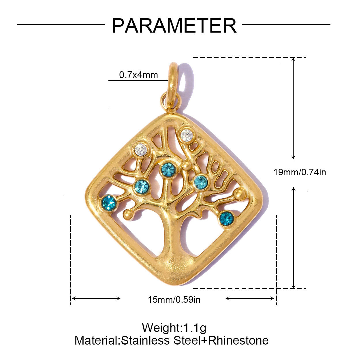 6pcs/pack Stainless Steel Rhinestone Butterfly Life Tree DIY Bracelet Charms Heart Necklace Pendants Women Star Moon Jewelry Wholesale