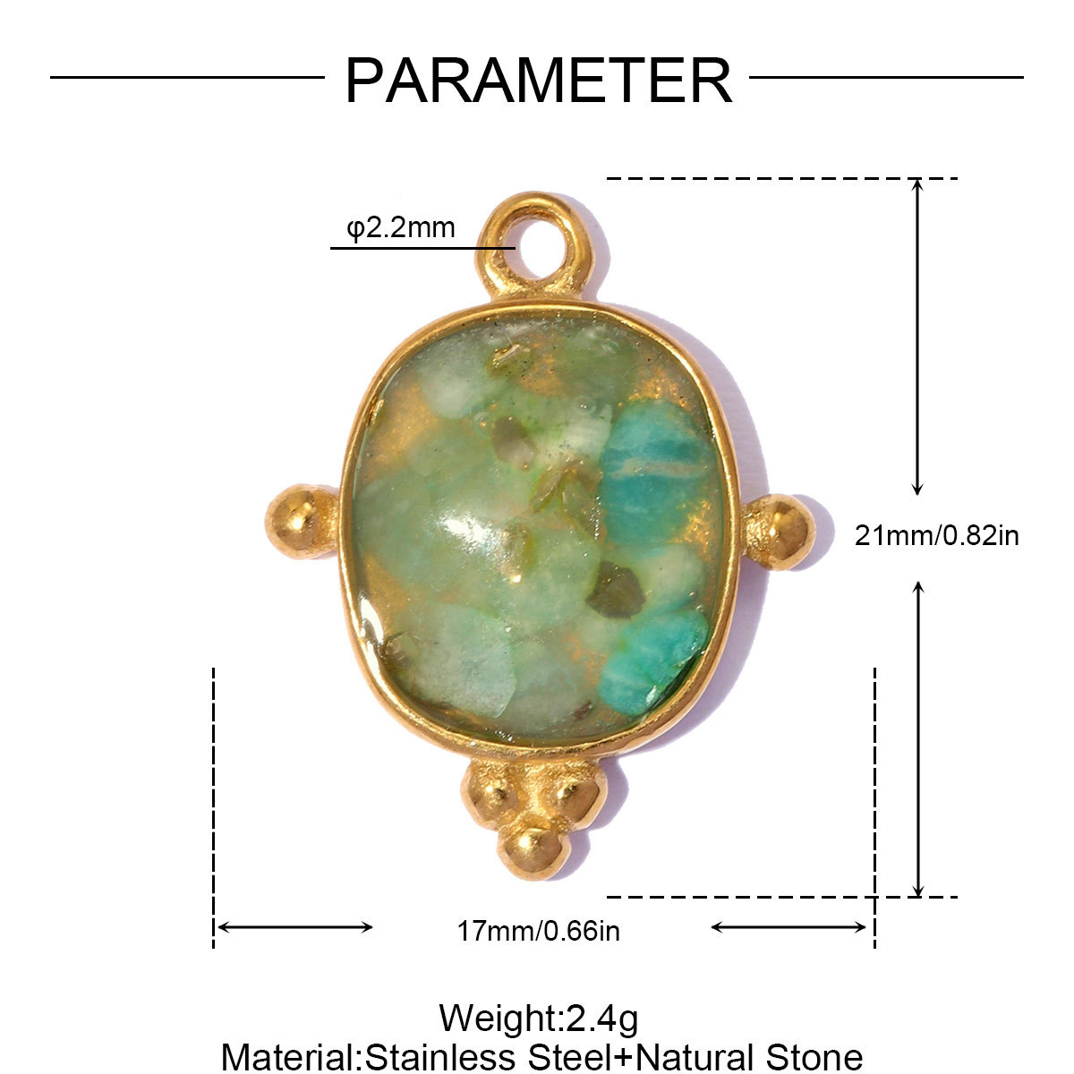 6pcs/pack French Stainless Steel ABS Pearl Square Star DIY Charms Natural Stone Necklace Pendants Women Heart Jewelry Wholesale