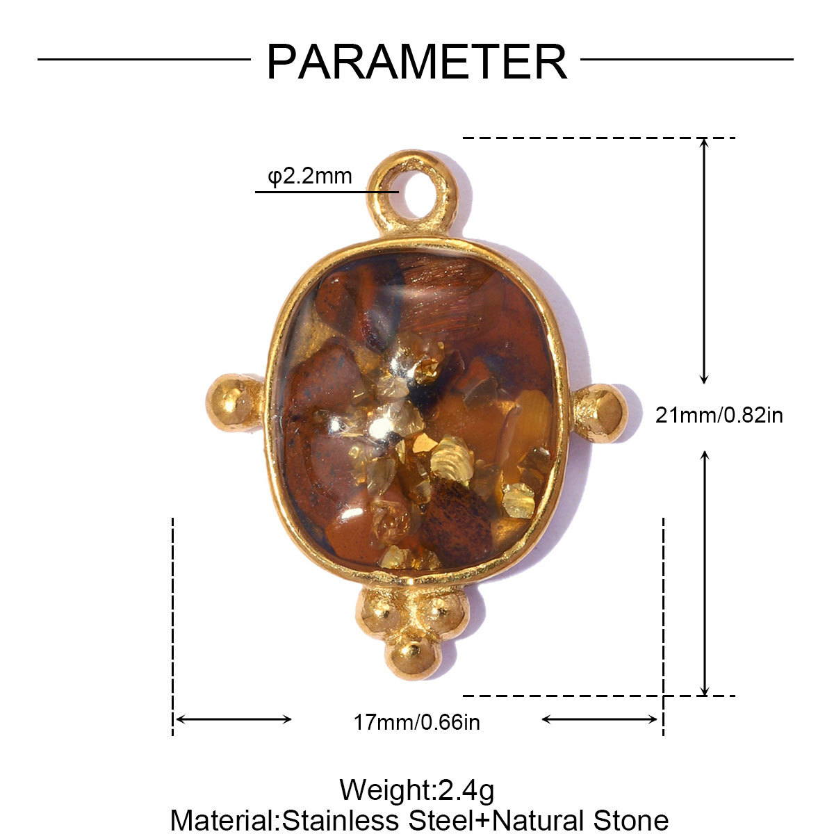 6pcs/pack French Stainless Steel ABS Pearl Square Star DIY Charms Natural Stone Necklace Pendants Women Heart Jewelry Wholesale