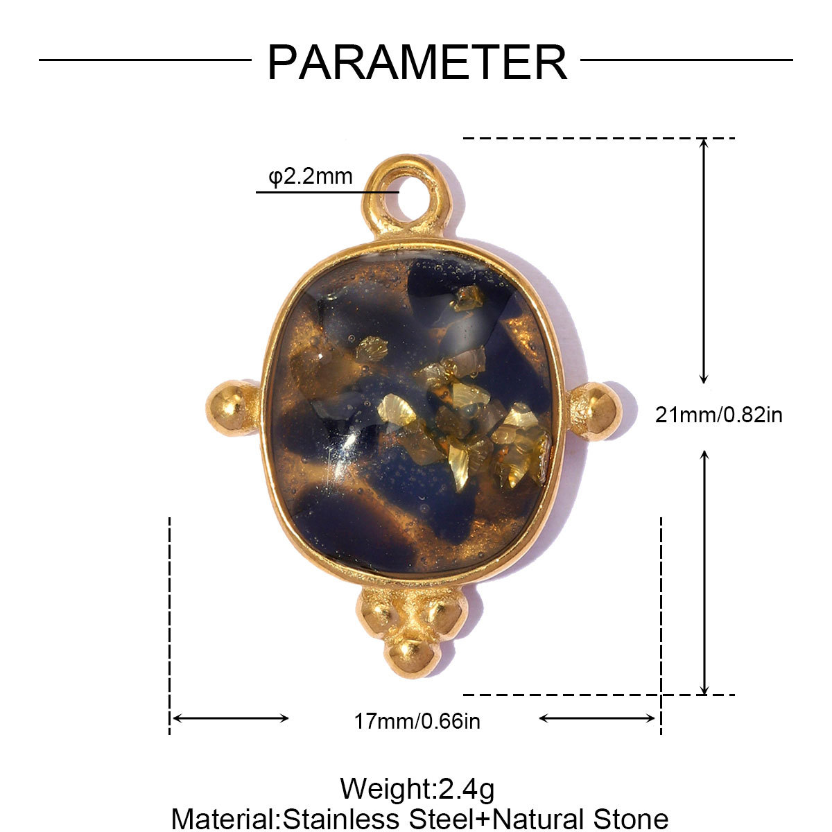 6pcs/pack French Stainless Steel ABS Pearl Square Star DIY Charms Natural Stone Necklace Pendants Women Heart Jewelry Wholesale