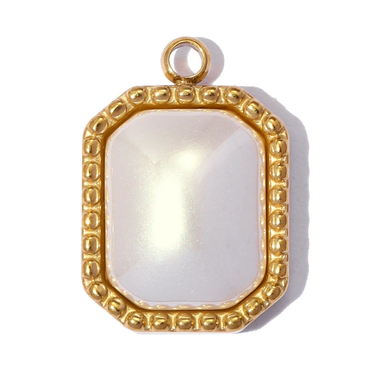 6pcs/pack French Stainless Steel ABS Pearl Square Star DIY Charms Natural Stone Necklace Pendants Women Heart Jewelry Wholesale