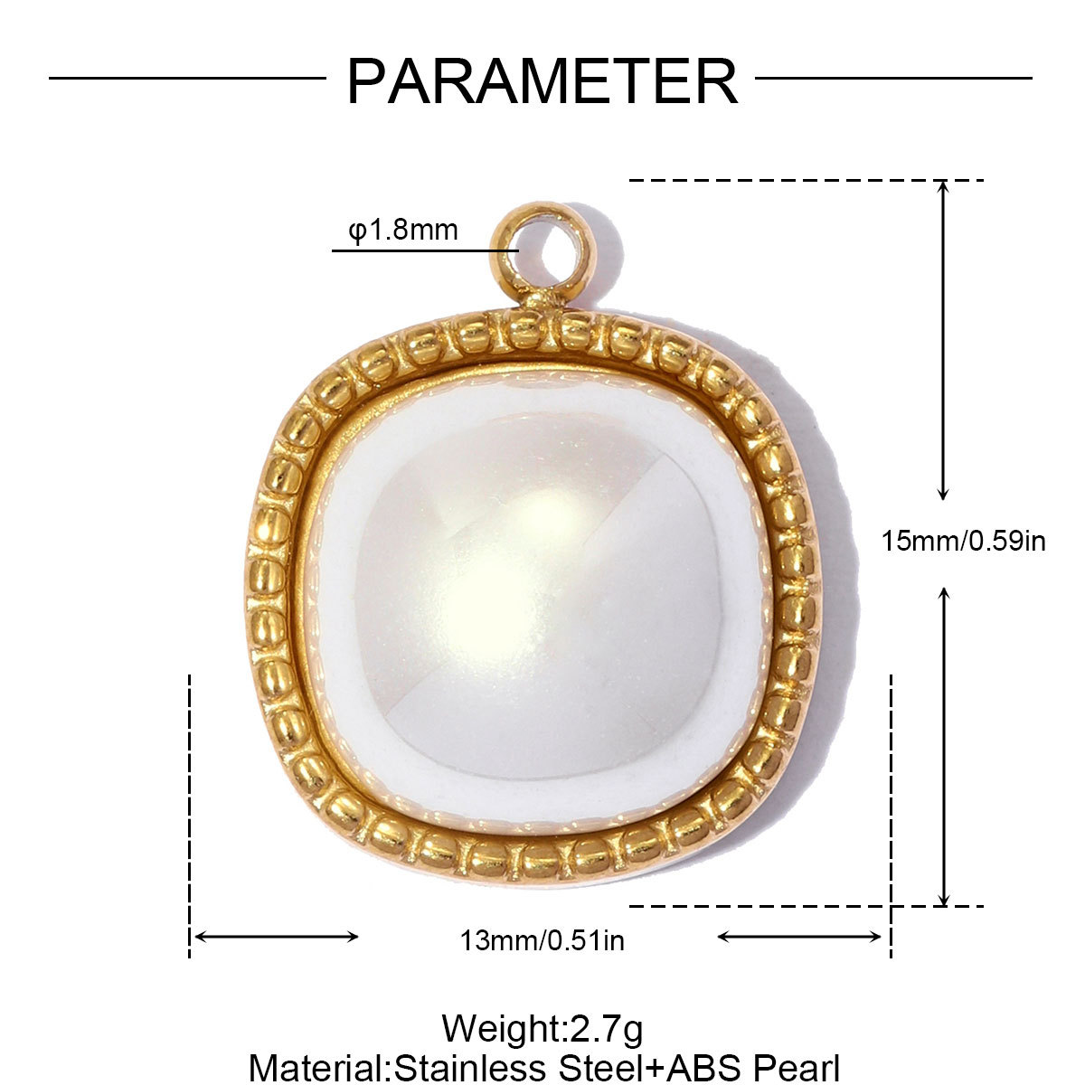 6pcs/pack French Stainless Steel ABS Pearl Square Star DIY Charms Natural Stone Necklace Pendants Women Heart Jewelry Wholesale