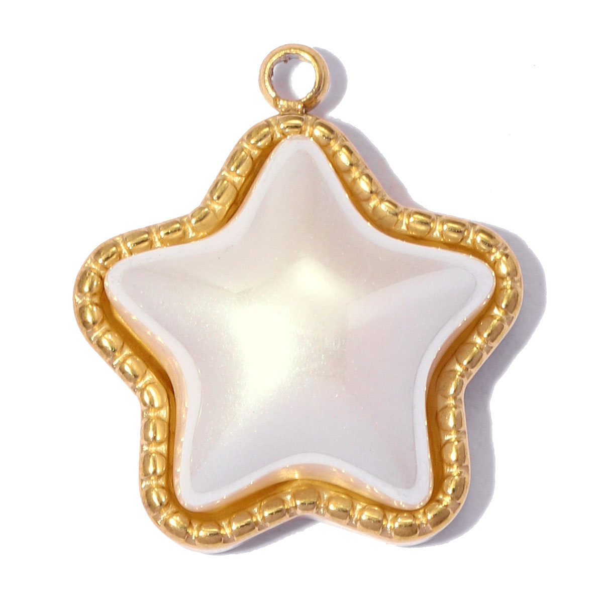 6pcs/pack French Stainless Steel ABS Pearl Square Star DIY Charms Natural Stone Necklace Pendants Women Heart Jewelry Wholesale