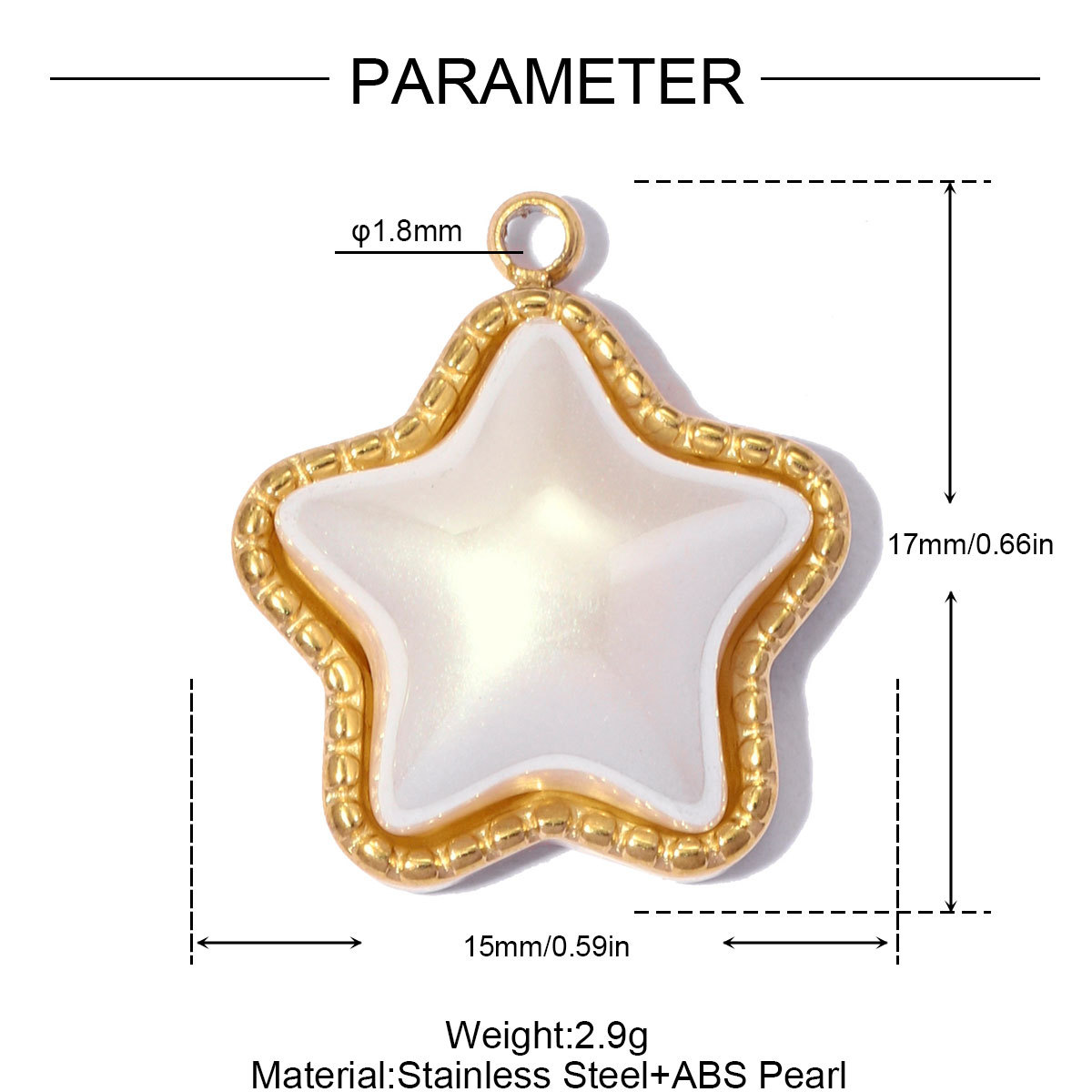 6pcs/pack French Stainless Steel ABS Pearl Square Star DIY Charms Natural Stone Necklace Pendants Women Heart Jewelry Wholesale