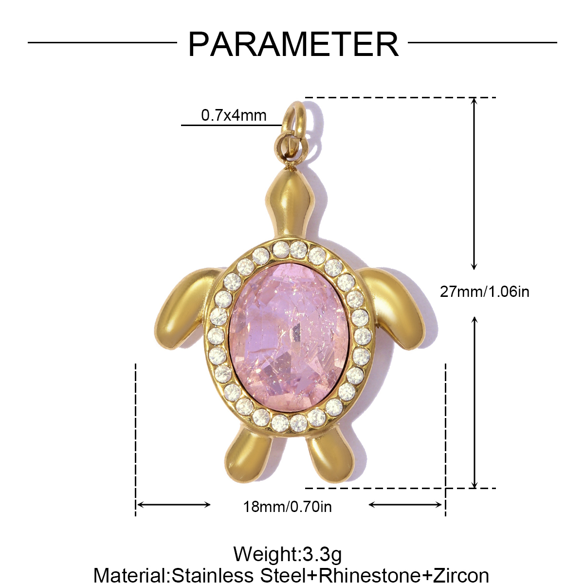 6pcs/pack Stainless Steel Rhinestone Zircon Turtle DIY Charms Rainbow Enamel Shell Necklace Pendants Women Natural Stone Jewelry