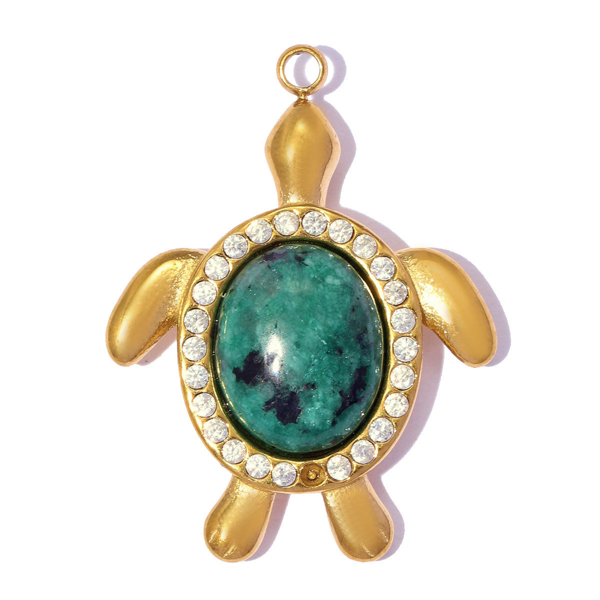 6pcs/pack Stainless Steel Rhinestone Zircon Turtle DIY Charms Rainbow Enamel Shell Necklace Pendants Women Natural Stone Jewelry