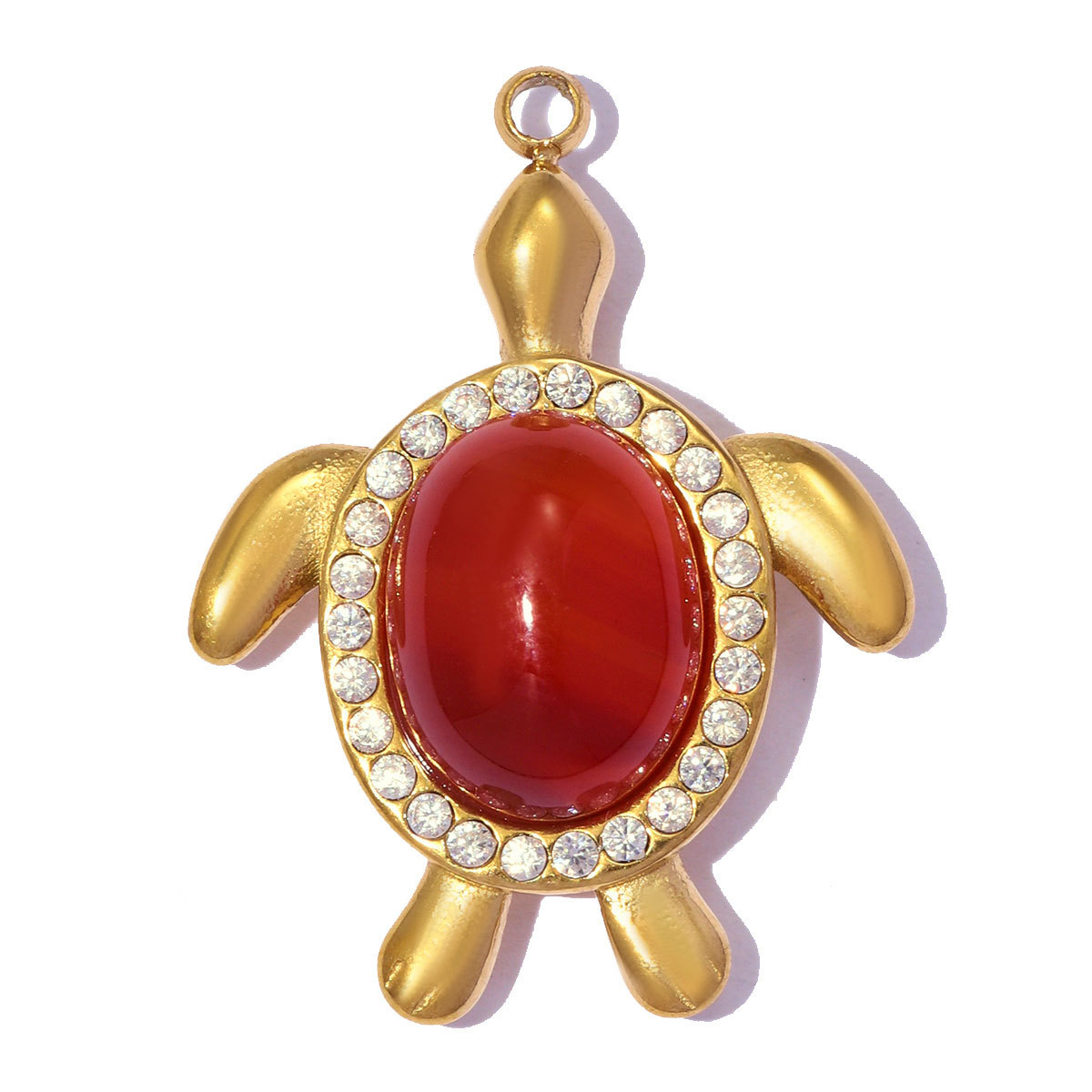 6pcs/pack Stainless Steel Rhinestone Zircon Turtle DIY Charms Rainbow Enamel Shell Necklace Pendants Women Natural Stone Jewelry