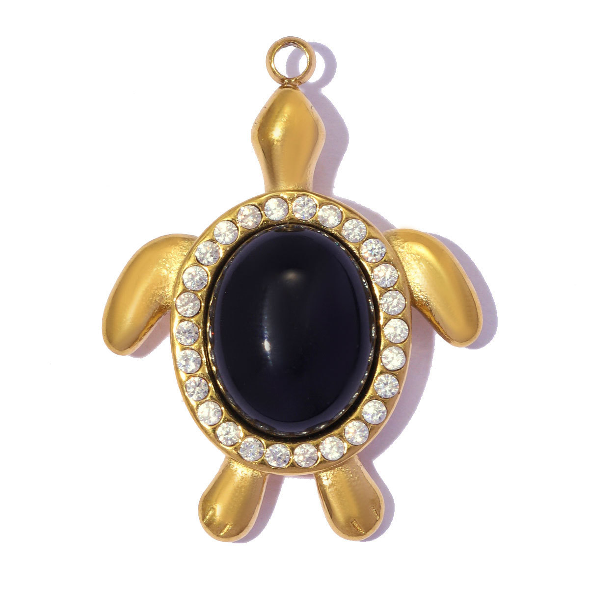 6pcs/pack Stainless Steel Rhinestone Zircon Turtle DIY Charms Rainbow Enamel Shell Necklace Pendants Women Natural Stone Jewelry