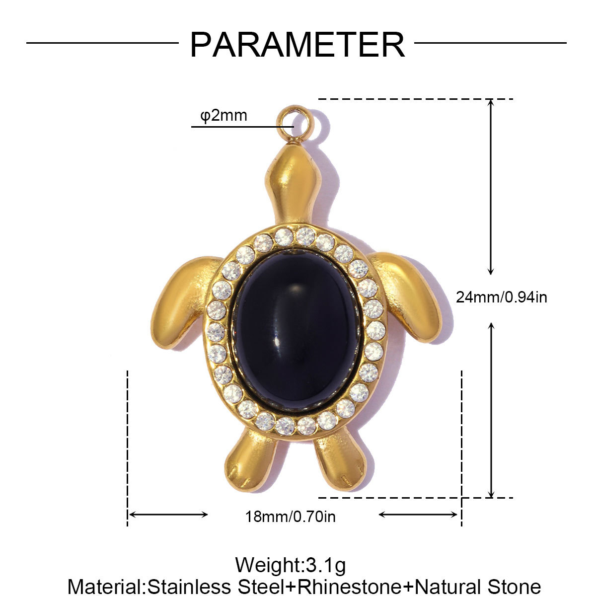 6pcs/pack Stainless Steel Rhinestone Zircon Turtle DIY Charms Rainbow Enamel Shell Necklace Pendants Women Natural Stone Jewelry
