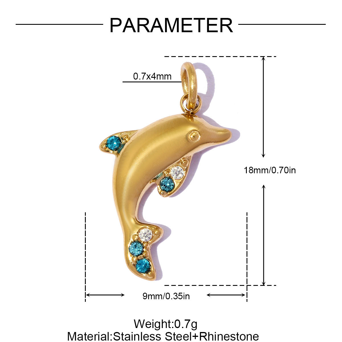 6pcs/pack Stainless Steel Rhinestone Dolphin Seahorse DIY Bracelet Charms Conch Crab Necklace Pendants Women Palm Jewelry Wholesale