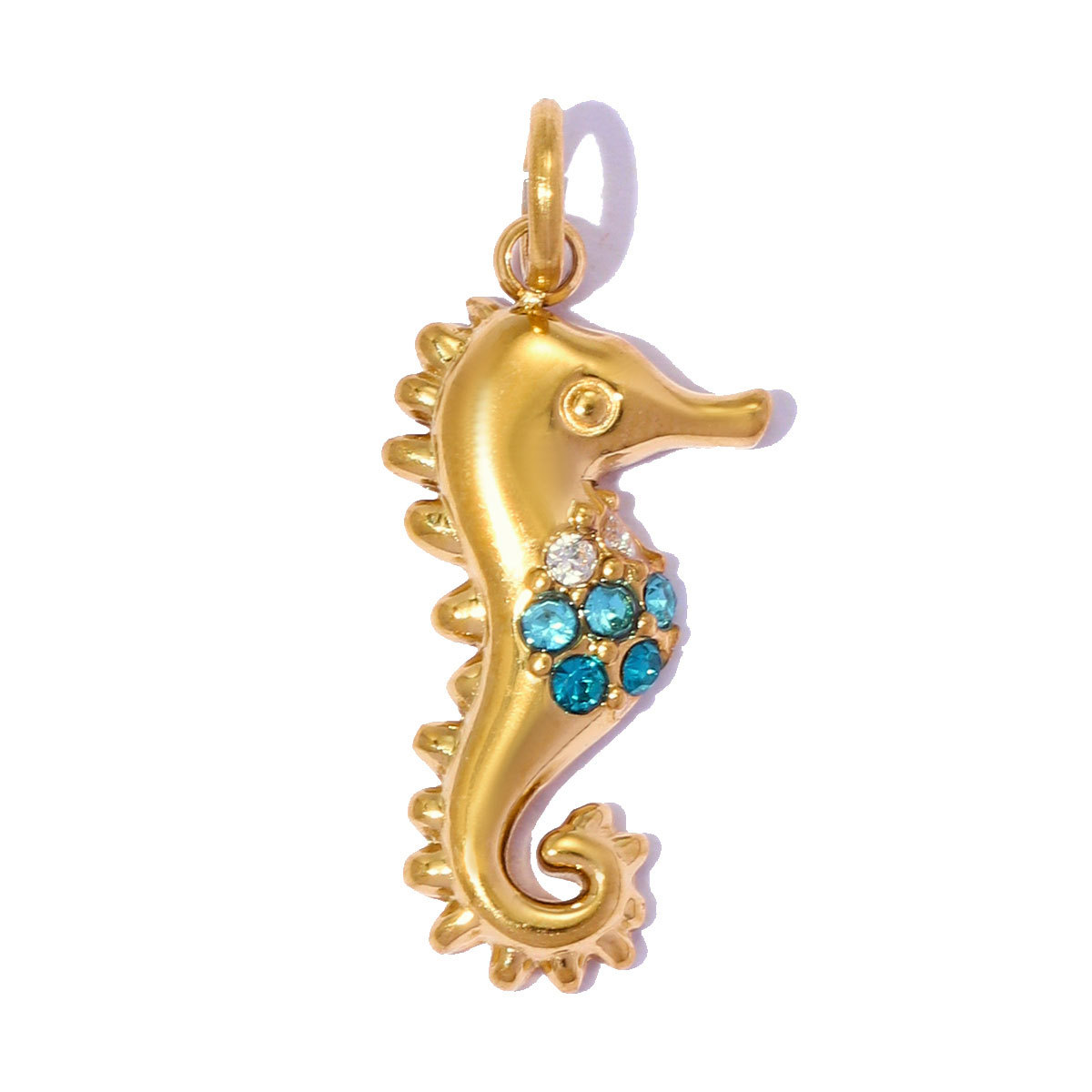 6pcs/pack Stainless Steel Rhinestone Dolphin Seahorse DIY Bracelet Charms Conch Crab Necklace Pendants Women Palm Jewelry Wholesale