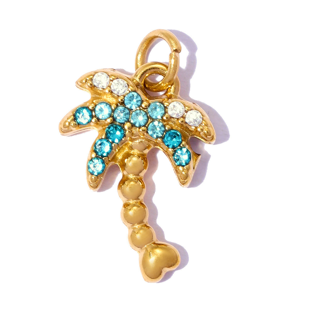 6pcs/pack Stainless Steel Rhinestone Dolphin Seahorse DIY Bracelet Charms Conch Crab Necklace Pendants Women Palm Jewelry Wholesale