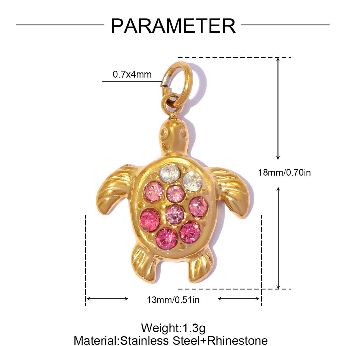 6pcs/pack Stainless Steel Rhinestone Dolphin Seahorse DIY Bracelet Charms Conch Crab Necklace Pendants Women Palm Jewelry Wholesale