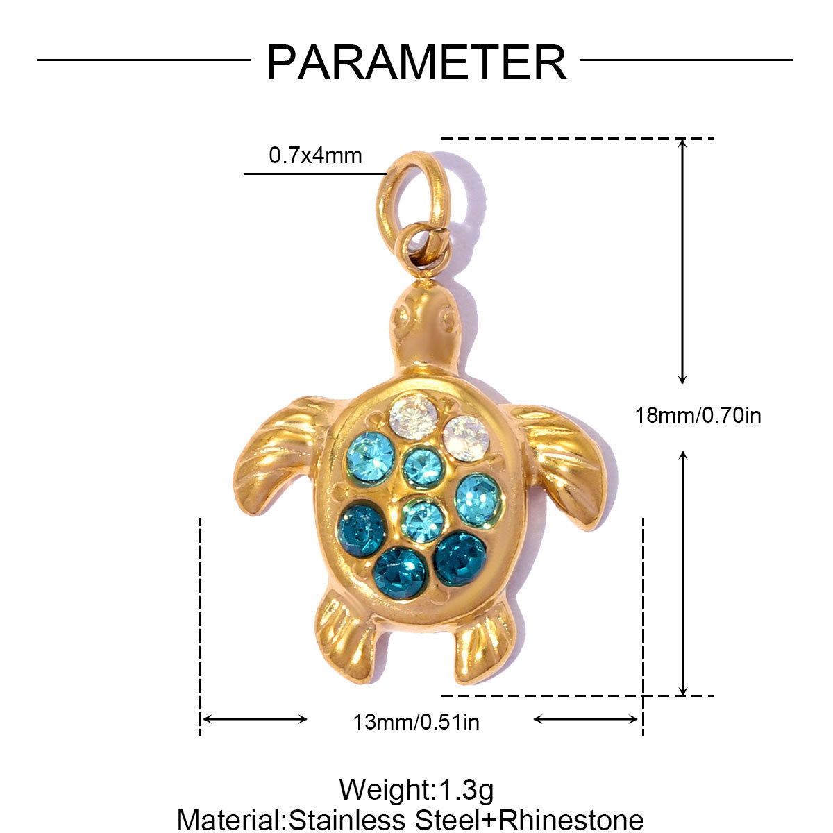 6pcs/pack Stainless Steel Rhinestone Dolphin Seahorse DIY Bracelet Charms Conch Crab Necklace Pendants Women Palm Jewelry Wholesale