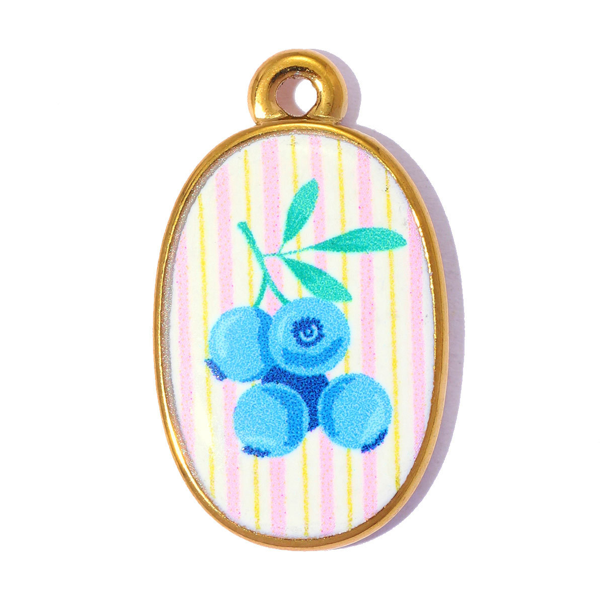 6pcs/pack Stainless Steel Enamel Teapot Blueberry DIY Bracelet Charms Bow Knot Necklace Pendants Women Mushroom Jewelry Wholesale