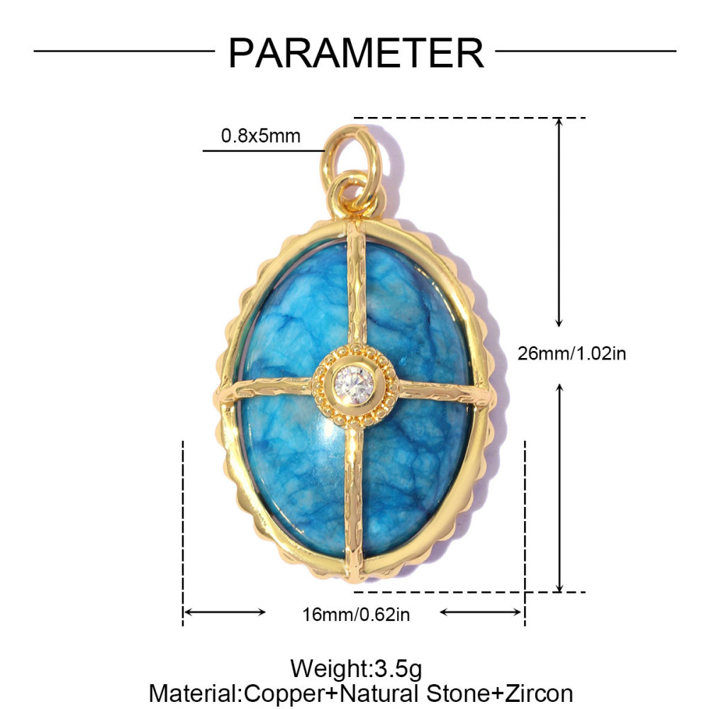 6pcs/pack 18k Real Gold Copper Natural Stone Flower DIY Earring Charms Zircon Letter A Necklace Pendants Women Jewelry Wholesale