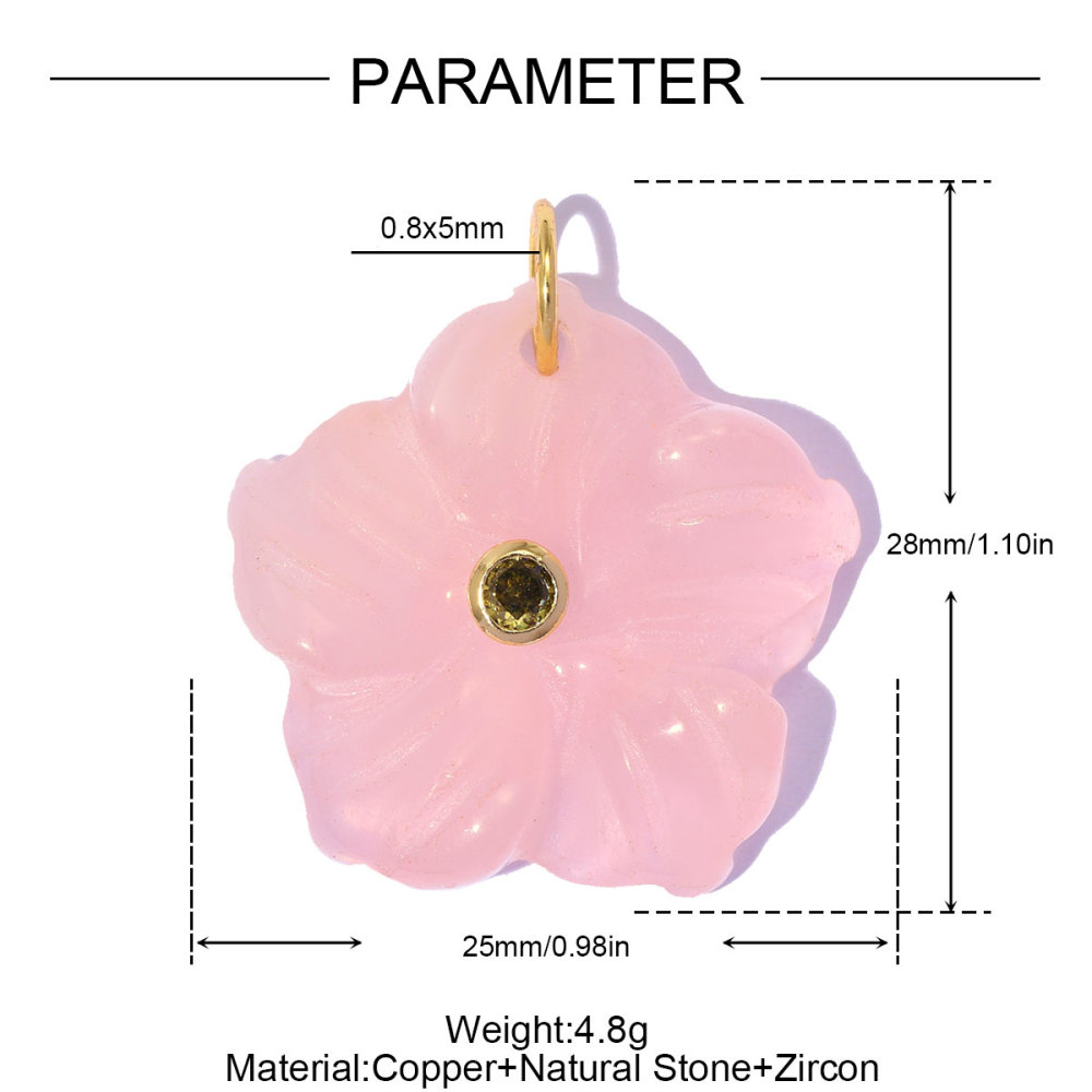 6pcs/pack 18k Real Gold Copper Natural Stone Flower DIY Earring Charms Zircon Letter A Necklace Pendants Women Jewelry Wholesale