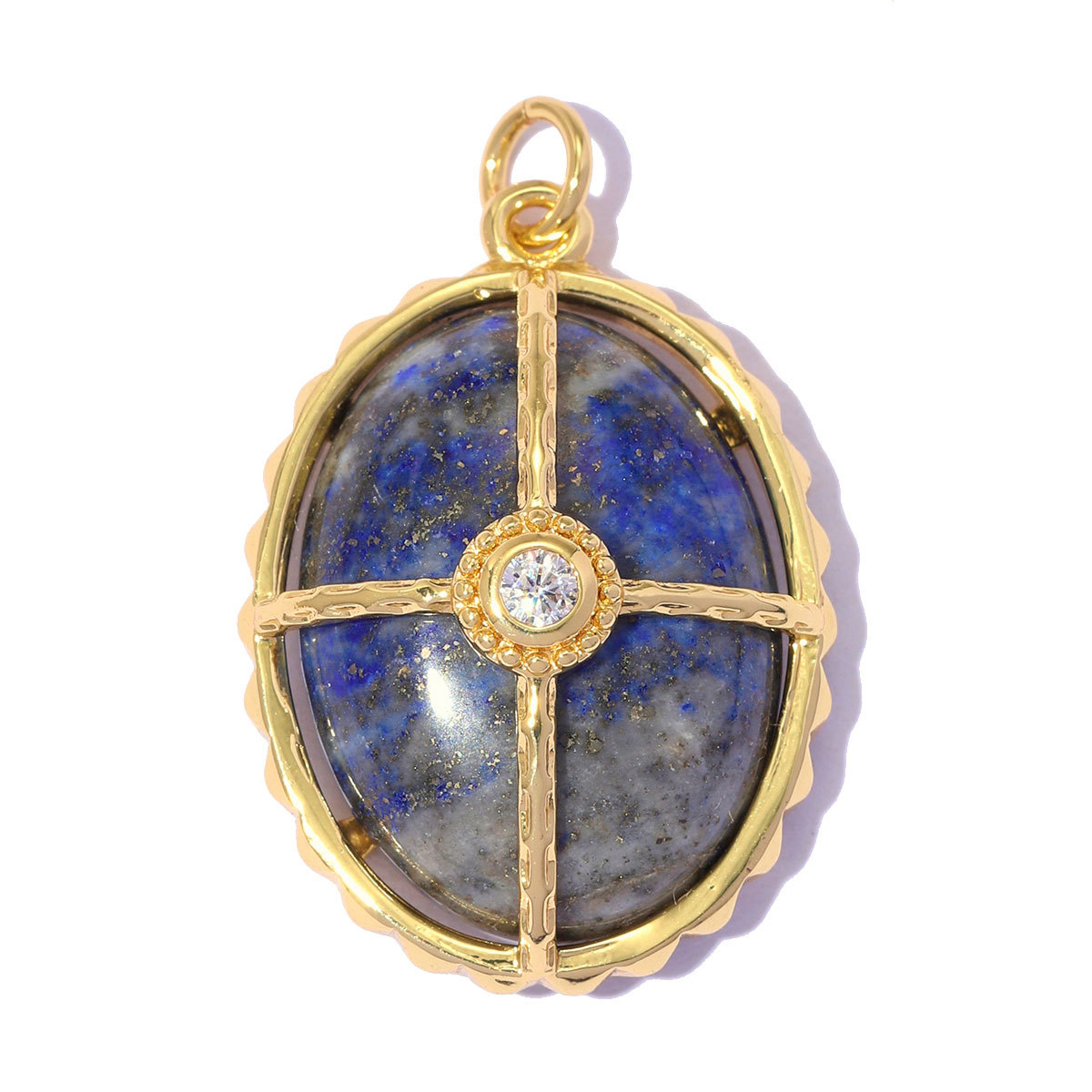 6pcs/pack Copper Natural Stone Geometric Oval DIY Earring Charms Zircon Square Necklace Pendants Women Star Jewelry Wholesale