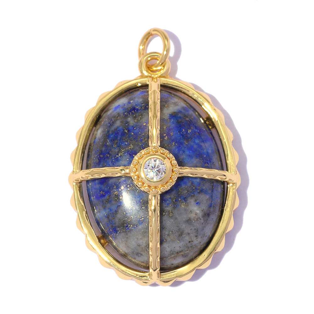 6pcs/pack Copper Natural Stone Geometric Oval DIY Earring Charms Zircon Square Necklace Pendants Women Star Jewelry Wholesale