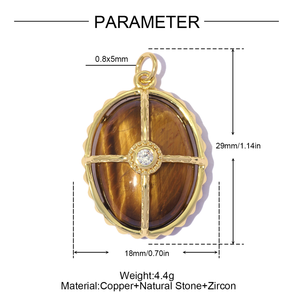 6pcs/pack Copper Natural Stone Geometric Oval DIY Earring Charms Zircon Square Necklace Pendants Women Star Jewelry Wholesale